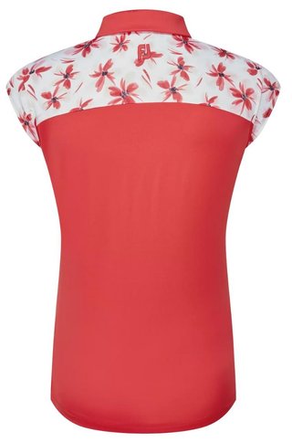 FootJoy Blocekd Floral Print Lisle damskie polo, czerwone