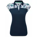 FootJoy Blocekd Floral Print Lisle damskie polo, granatowe