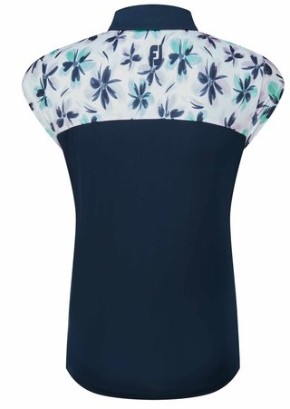 FootJoy Blocekd Floral Print Lisle damskie polo, granatowe