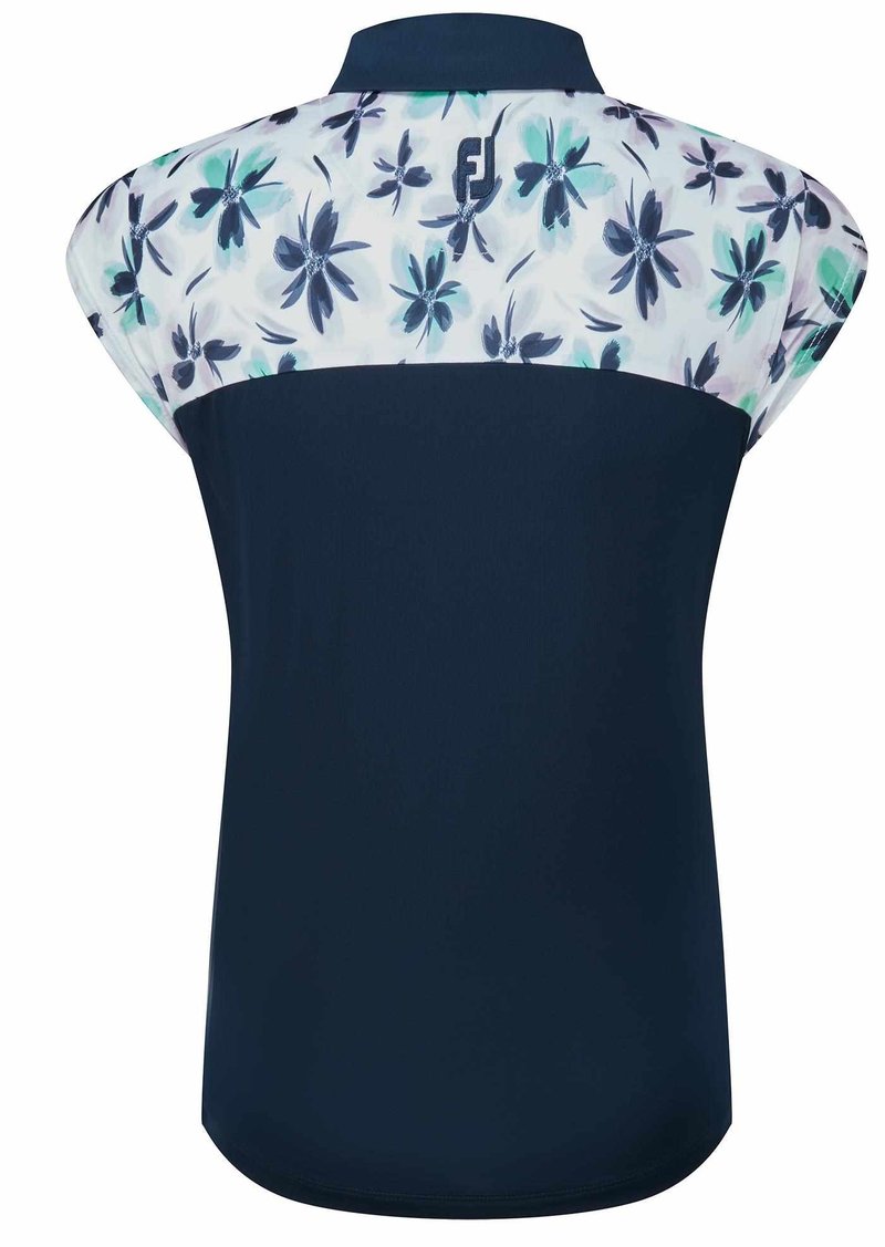 FootJoy Blocekd Floral Print Lisle damskie polo, granatowe
