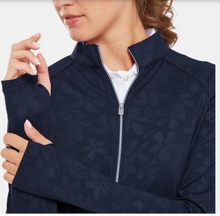 FootJoy Floral Embossed Midlayer damska bluza, granatowa