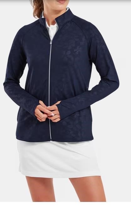 FootJoy Floral Embossed Midlayer damska bluza, granatowa