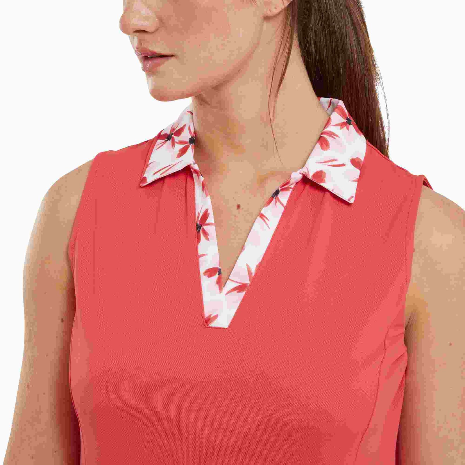 FootJoy Floral Trim sukienka golfowa, czerwona