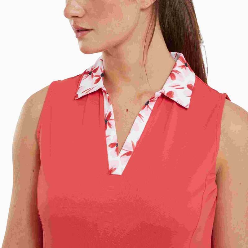 FootJoy Floral Trim sukienka golfowa, czerwona