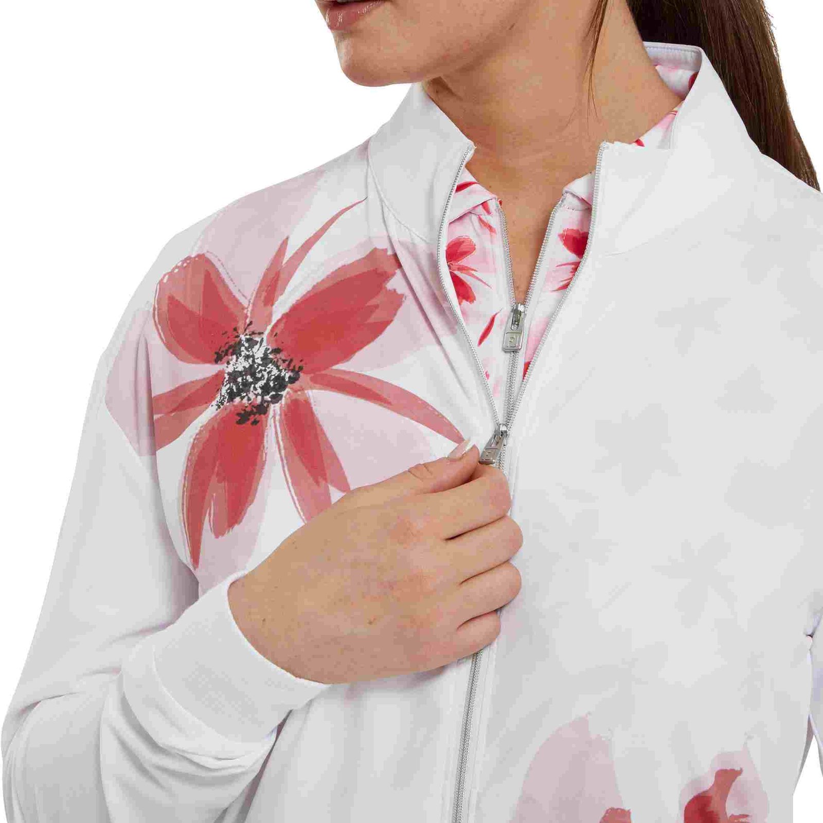 FootJoy Lightweight Full-Zip damska kurtka, biało/różowa
