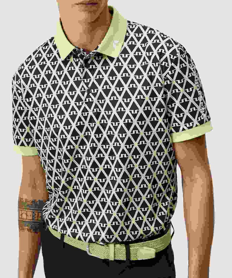 J.Lindeberg Tour Tech Regular Fit Print męskie polo, JL Navy