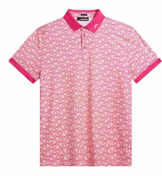 J.Lindeberg Tour Tech Regular Fit Print męskie polo, geo powder pink