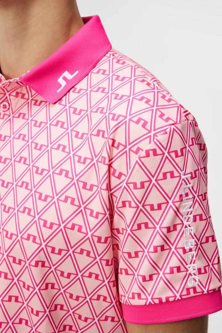 J.Lindeberg Tour Tech Regular Fit Print męskie polo, geo powder pink