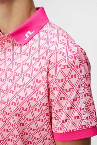 J.Lindeberg Tour Tech Regular Fit Print męskie polo, geo powder pink