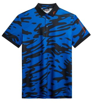 J.Lindeberg Tour Tech Regular Fit Print męskie polo, neptune nautical blue