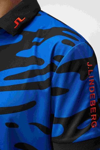J.Lindeberg Tour Tech Regular Fit Print męskie polo, neptune nautical blue