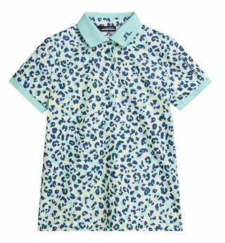J.Lindeberg Tour Tech Print damskie polo, leopard aruba blue