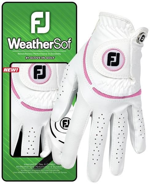 FootJoy WeatherSof damska rękawiczka golfowa, biało/różowa