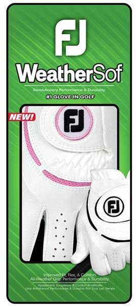 FootJoy WeatherSof damska rękawiczka golfowa, biało/różowa