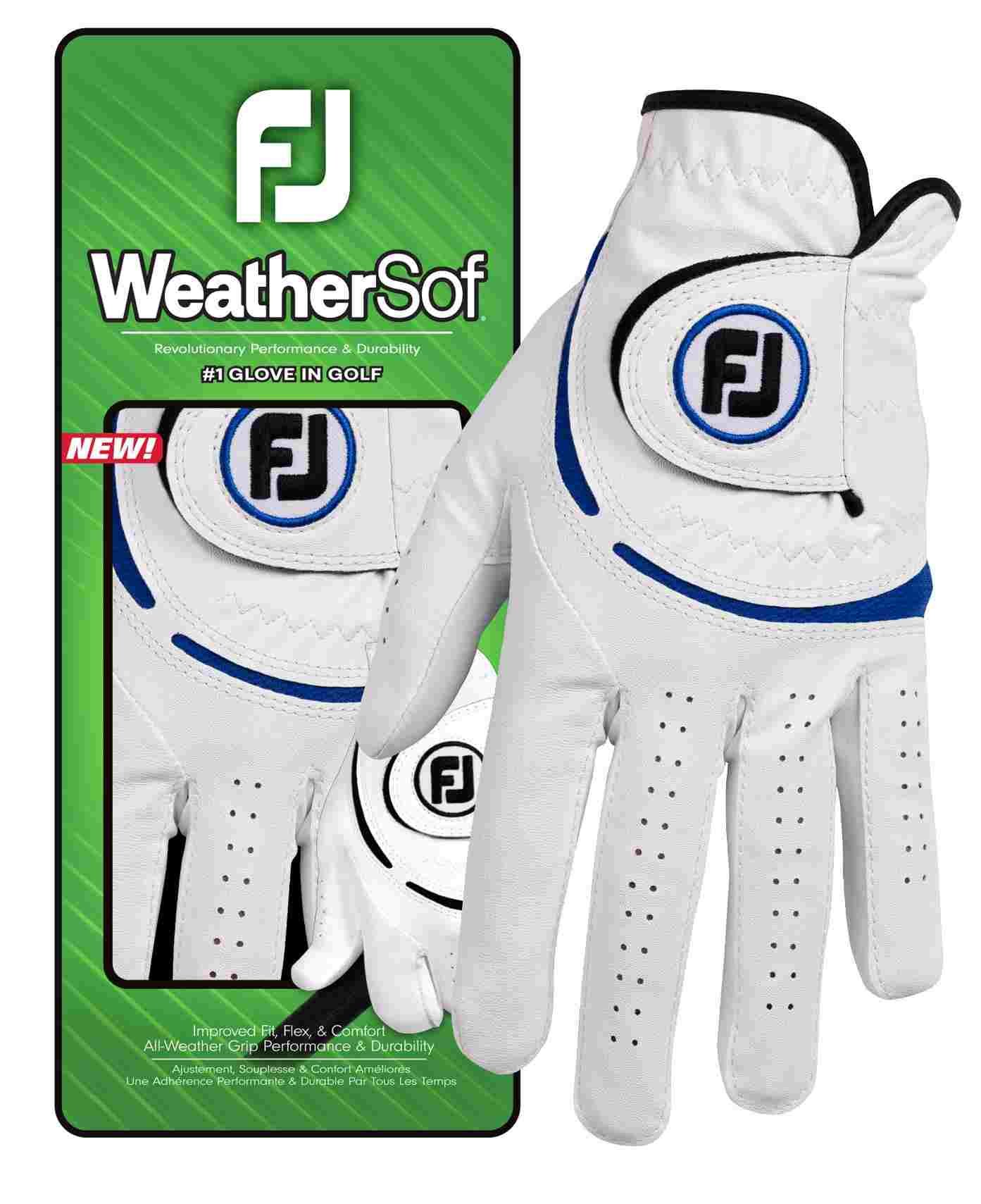 FootJoy WeatherSof męska rękawiczka golfowa, biało/niebieska