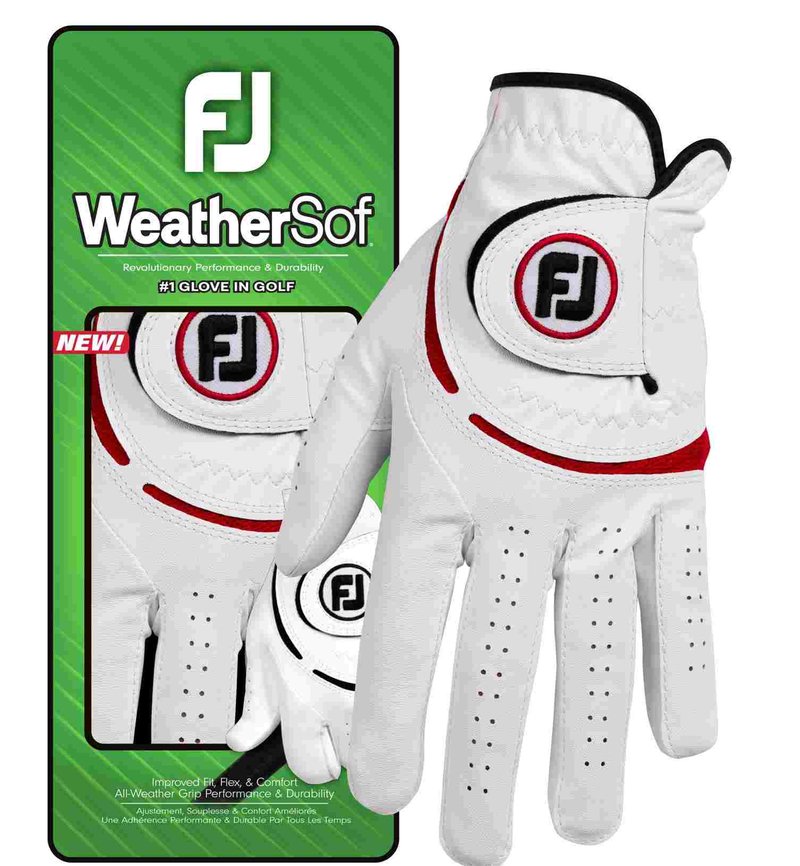 FootJoy WeatherSof męska rękawiczka golfowa, biało/czerwona