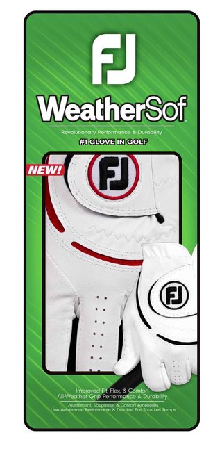 FootJoy WeatherSof męska rękawiczka golfowa, biało/czerwona