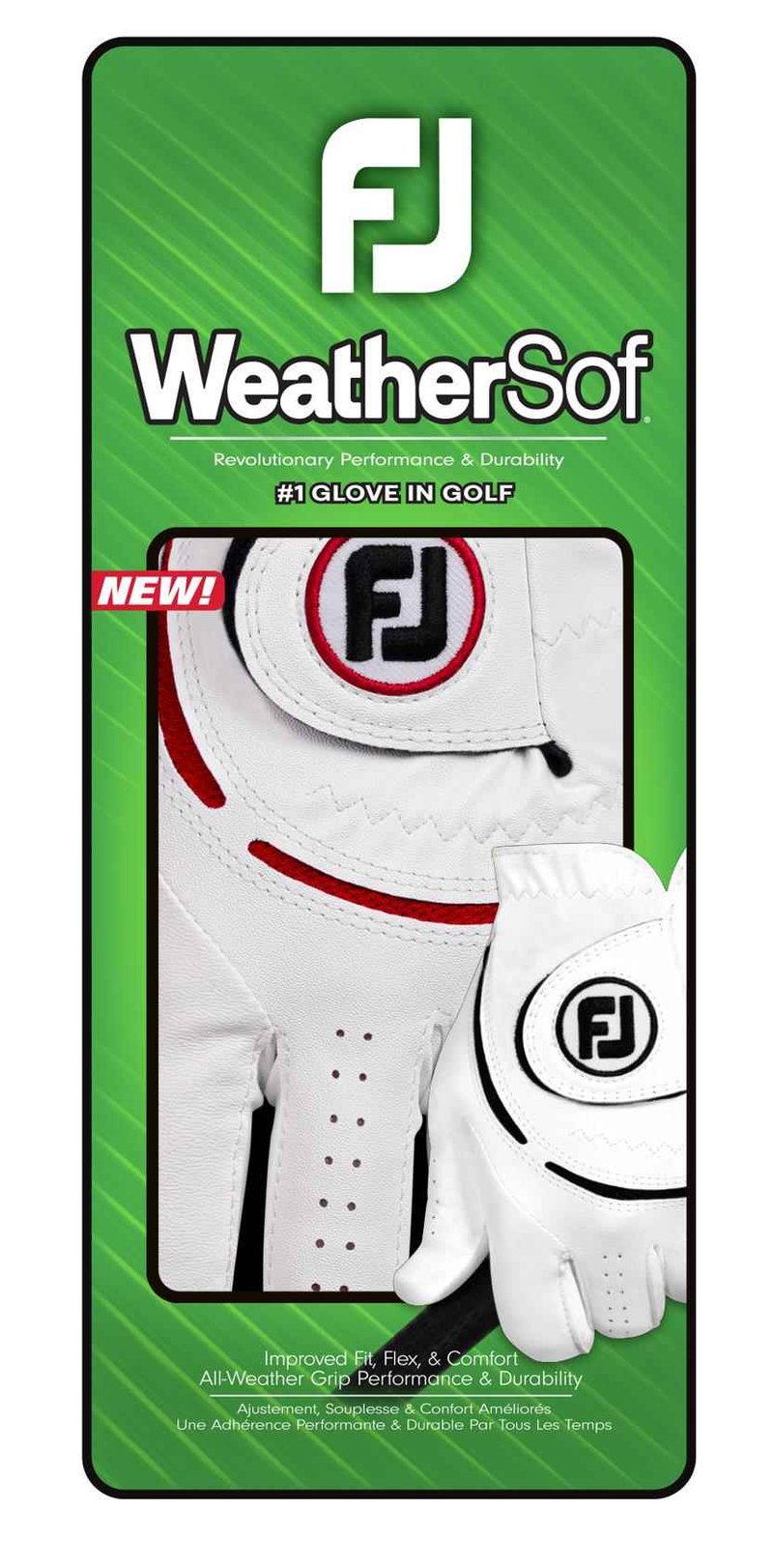 FootJoy WeatherSof męska rękawiczka golfowa, biało/czerwona