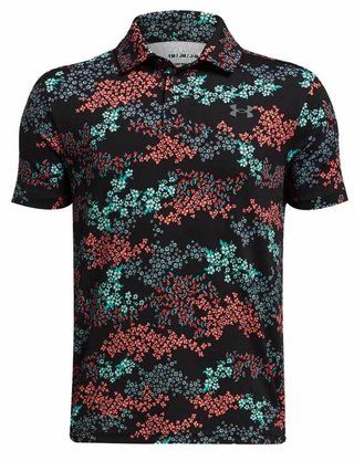 Under Armour Playoff Printed dziecięce polo, black/hydro teal