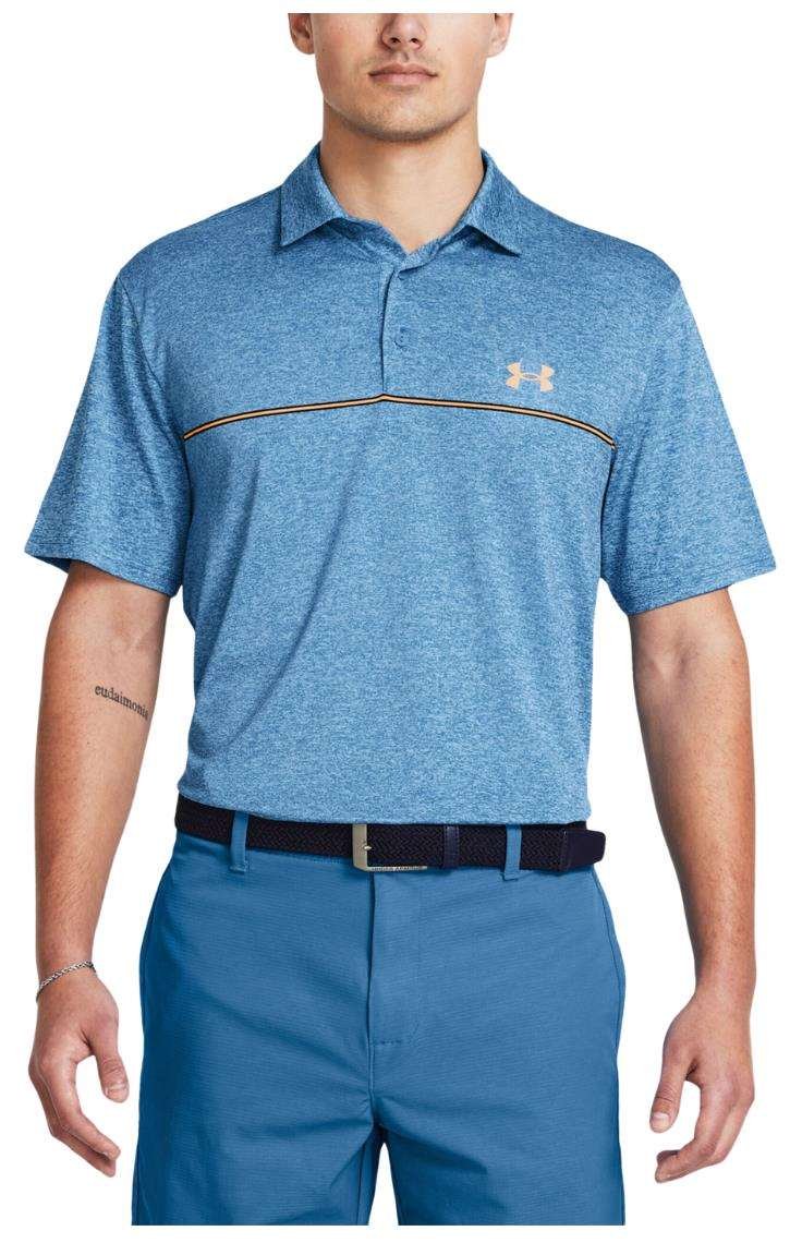 Under Armour Playoff 3.0 Printed męskie polo, photon blue/nova orange/midnight navy