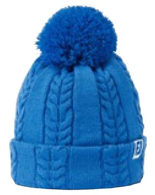 FootJoy Cable Knit Bobble damska czapka zimowa, niebieska