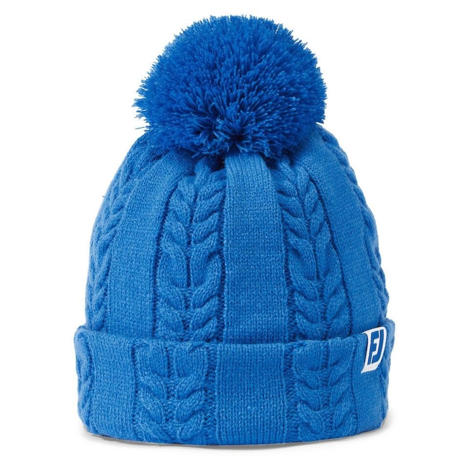 FootJoy Cable Knit Bobble damska czapka zimowa, niebieska