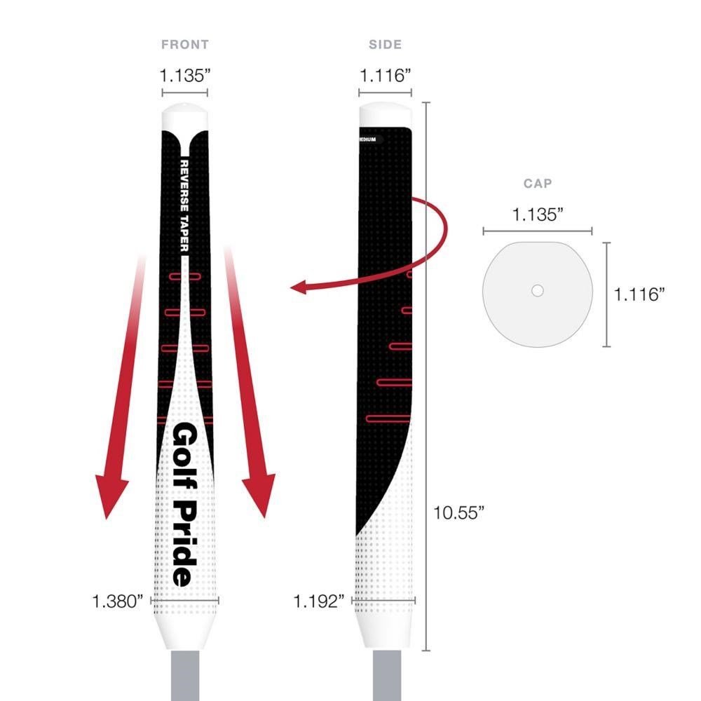Golf Pride Reverse Taper putter grip, Round Medium