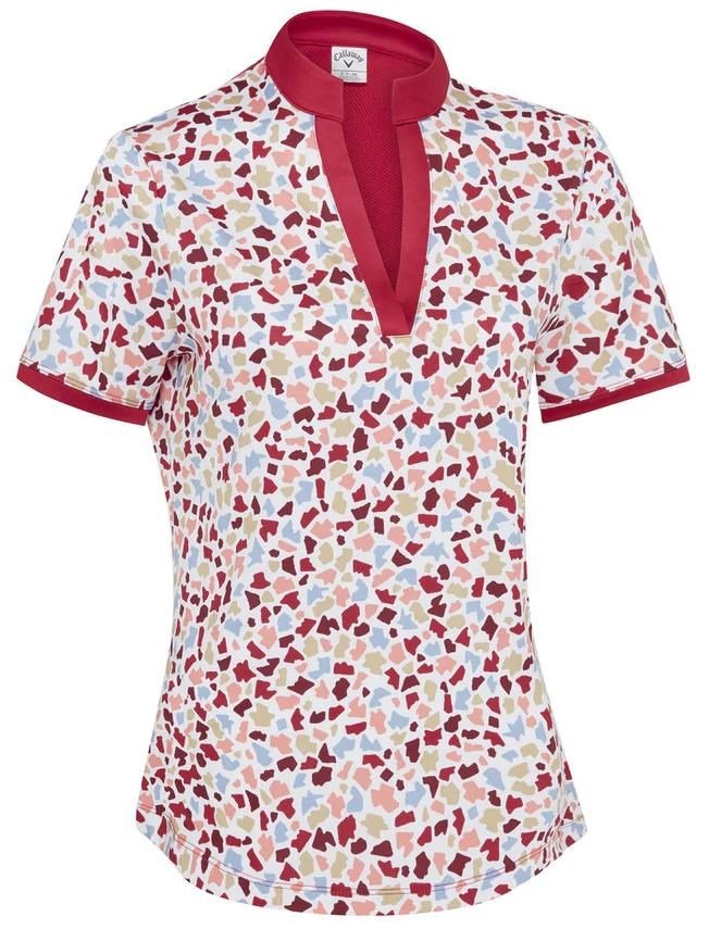 Callaway V-Neck Short Sleeve Print damskie polo, brilliant white