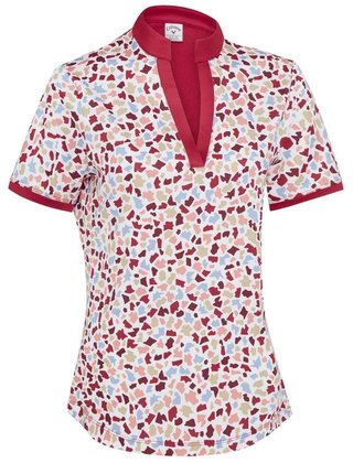 Callaway V-Neck Short Sleeve Print damskie polo, brilliant white