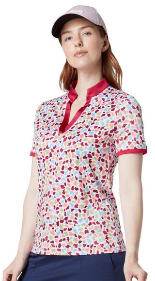 Callaway V-Neck Short Sleeve Print damskie polo, brilliant white