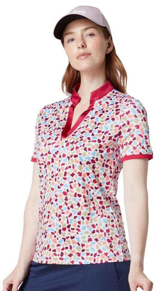 Callaway V-Neck Short Sleeve Print damskie polo, brilliant white