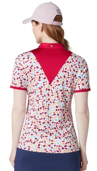 Callaway V-Neck Short Sleeve Print damskie polo, brilliant white