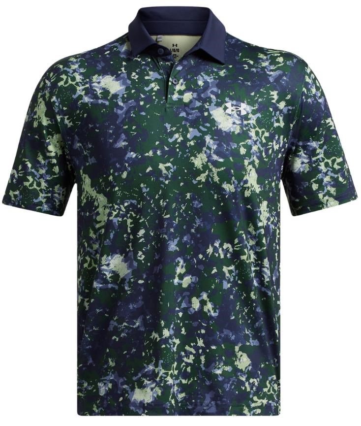 Under Armour T2G Printed męskie polo, retro green/midnight navy