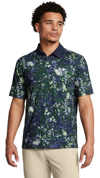 Under Armour T2G Printed męskie polo, retro green/midnight navy