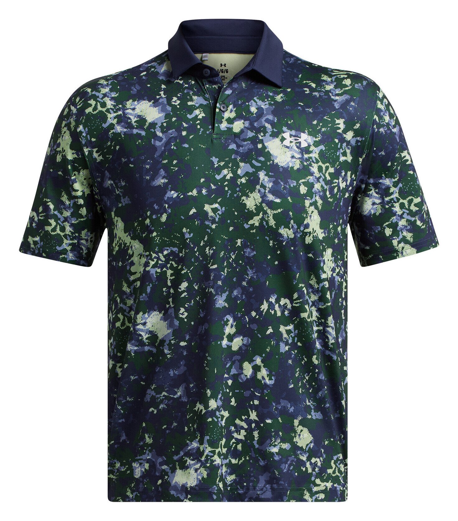 Under Armour T2G Printed męskie polo, retro green/midnight navy
