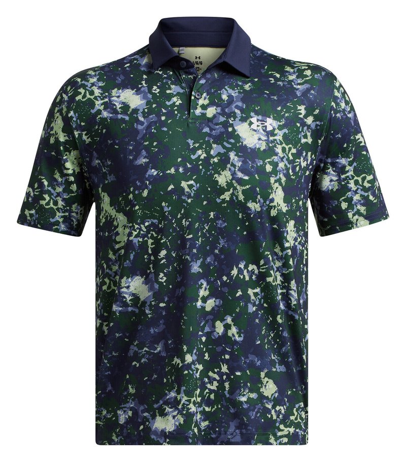 Under Armour T2G Printed męskie polo, retro green/midnight navy
