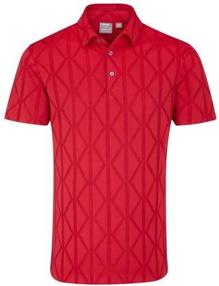 PING Lenny Jacquard męskie polo, czerwone