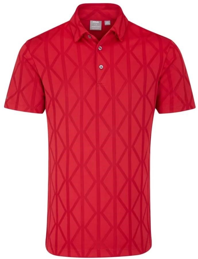 PING Lenny Jacquard męskie polo, czerwone