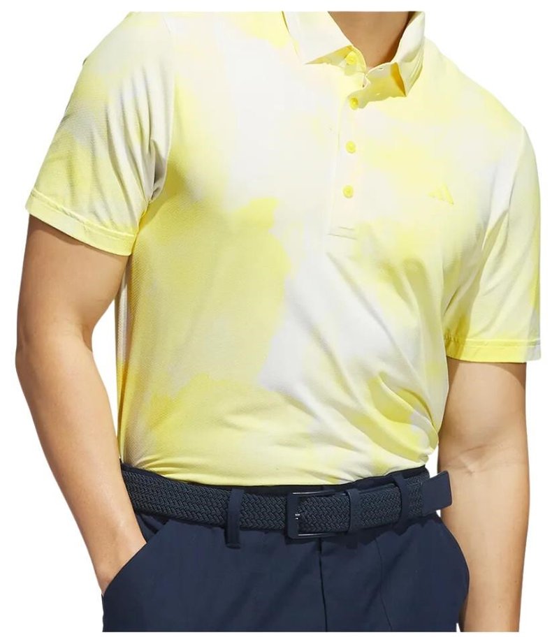 Adidas Ultimate365 Tour Printed męskie polo, white/powder yellow