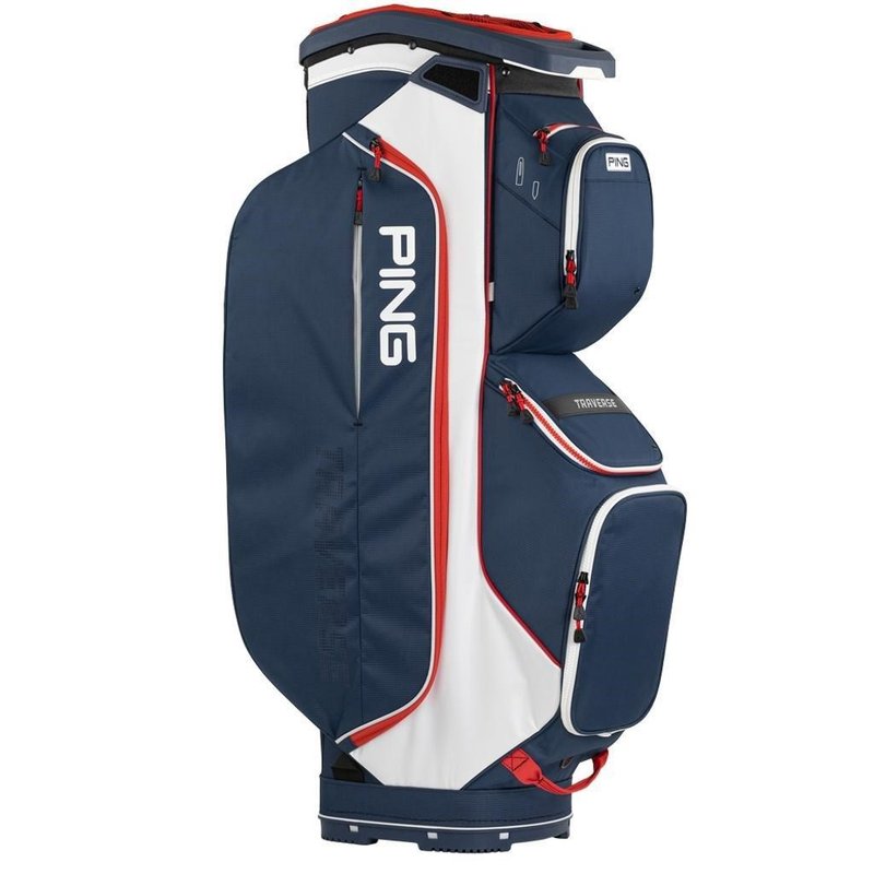 Ping Traverse cart bag, granatowo/biały/czerwony