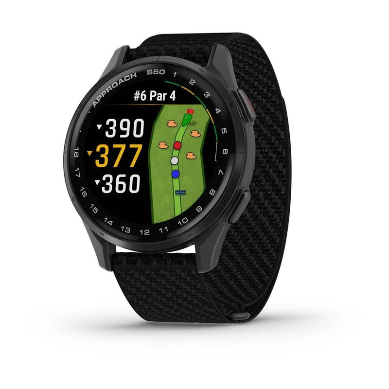 Garmin Approach S50 GPS zegarek, black nylon/silver aluminium