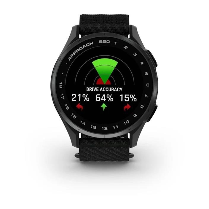 Garmin Approach S50 GPS zegarek, black nylon/silver aluminium