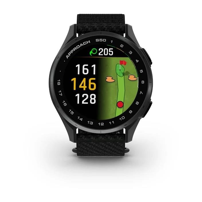 Garmin Approach S50 GPS zegarek, black nylon/silver aluminium