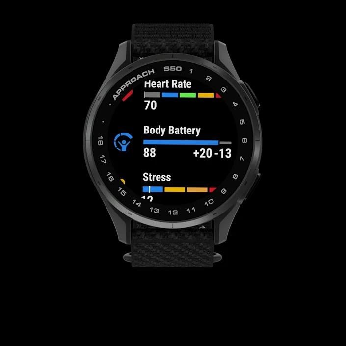 Garmin Approach S50 GPS zegarek, black nylon/silver aluminium