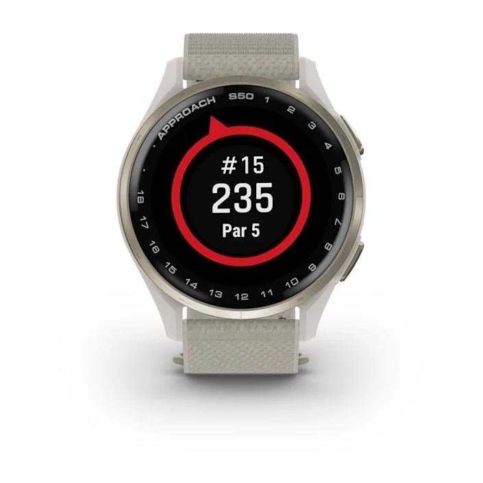 Garmin Approach S50 GPS zegarek, ivory nylon/cream gold aluminium
