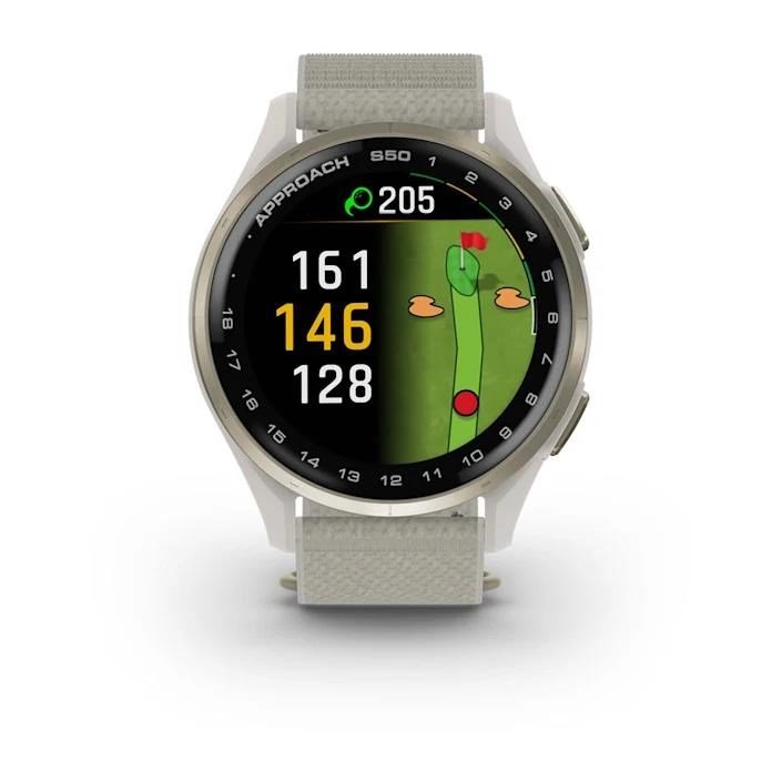 Garmin Approach S50 GPS zegarek, ivory nylon/cream gold aluminium
