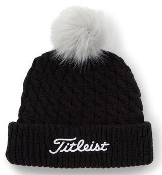 Titleist Cable Knit Pom Pom damska czapka zimowa, czarna