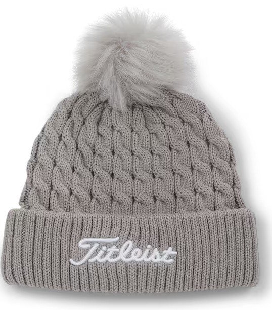 Titleist Cable Knit Pom Pom damska czapka zimowa, szara
