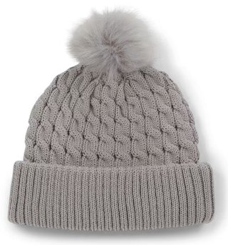 Titleist Cable Knit Pom Pom damska czapka zimowa, szara