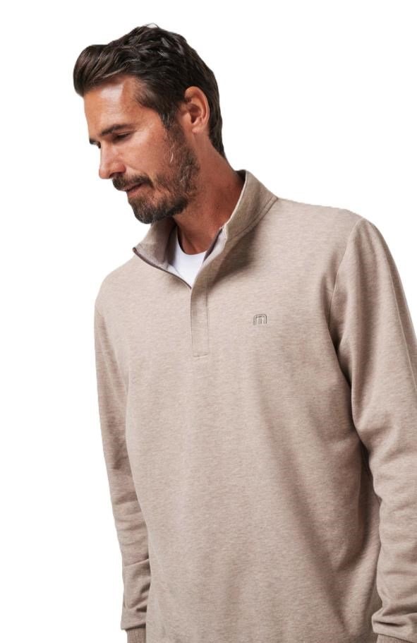 Travis Mathew CLOUD QUARTER ZIP 2.0 męska bluza fleece, beżowa
